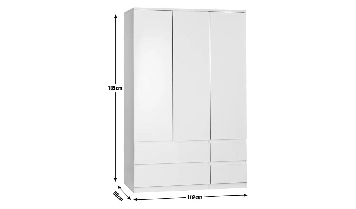 Habitat Jenson 3 Door 4 Drawer Mirror Wardrobe - Grey Gloss